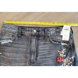 A & F denim distressed mini skirt jean 31" waist gray & floral bohemian Abercrom